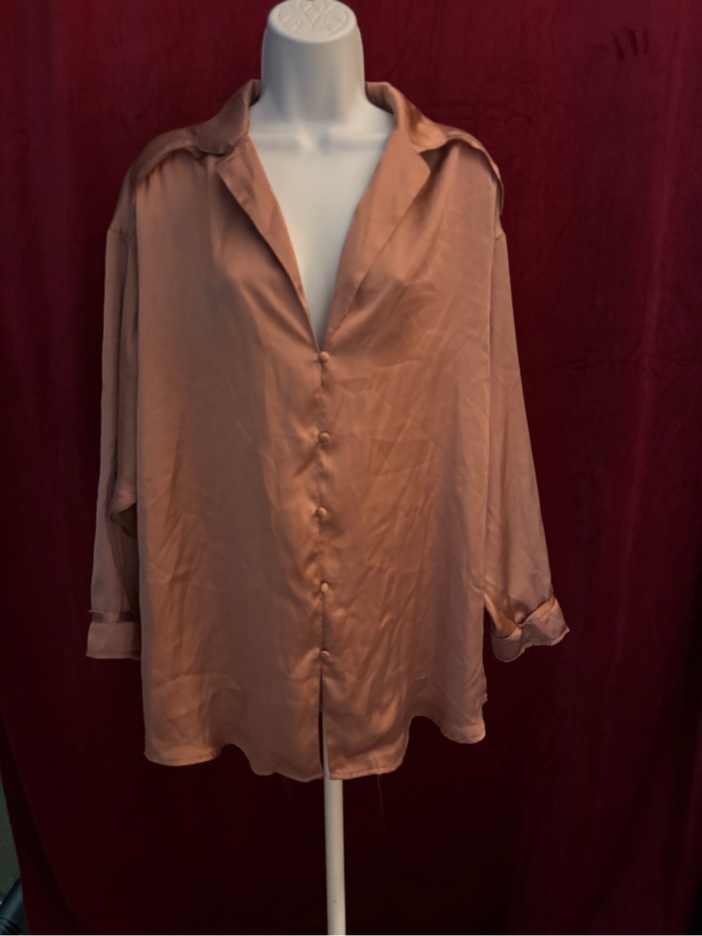 Intimately by Free People Relaxed Button-Front Blouse in Dusty Rose